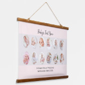 Minimalist Baby's First Year 12 Photo Collage 吊り下げ型タペストリー (傾斜あり)