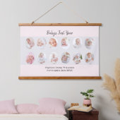 Minimalist Baby's First Year 12 Photo Collage 吊り下げ型タペストリー (寝室)