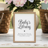 Minimalist "Baby's Library" Baby Shower Sign ポスター