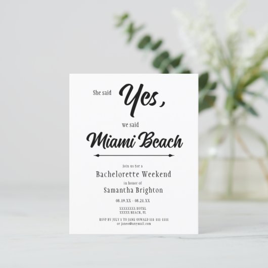 Minimalist Bachelorette Weekend Invitation (スタンド正面)