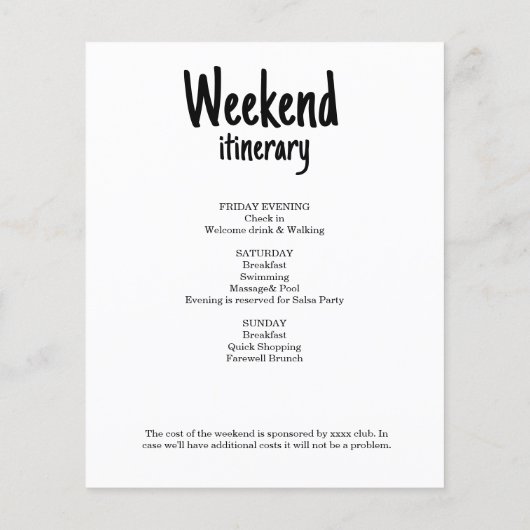 Minimalist Bachelorette Weekend Invitation (裏面)