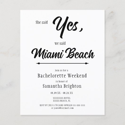 Minimalist Bachelorette Weekend Invitation (正面)
