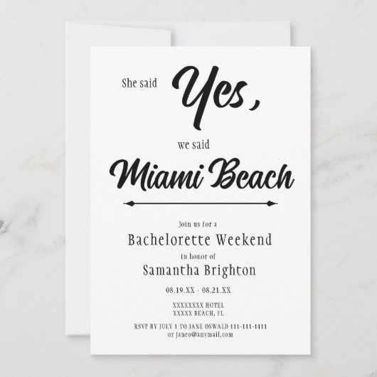 Minimalist Bachelorette Weekend Invitation 招待状 (正面)