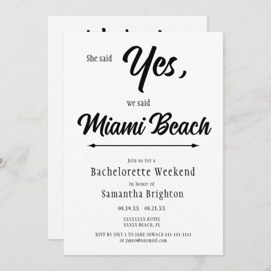 Minimalist Bachelorette Weekend Invitation 招待状 (正面/裏面)