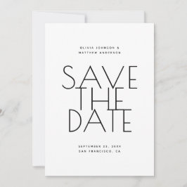 Minimalist Back & White Wedding | Photo & QR Code セーブザデート