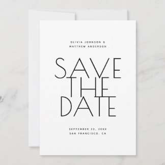 Minimalist Back & White Wedding | Photo & QR Code セーブザデート
