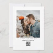 Minimalist Back & White Wedding | Photo & QR Code セーブザデート (裏面)