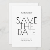 Minimalist Back & White Wedding | Photo & QR Code セーブザデート (正面/裏面)