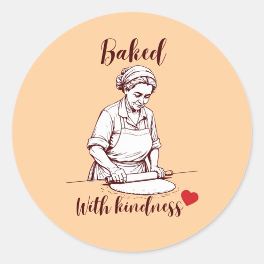 Minimalist Bakery Sticker Baked With Kindness ラウンドシール (正面)