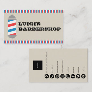 Minimalist Barber Pole Barber Shop Business Card 名刺