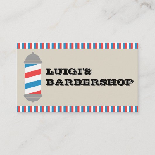 Minimalist Barber Pole Barber Shop Business Card 名刺 (正面)
