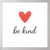 Minimalist “Be Kind” Heart Art Print – Hand-Drawn  ポスター (正面)