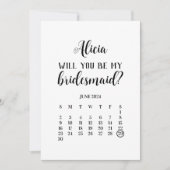 Minimalist Be My Bridesmaid Calendar Proposal 招待状 (正面)