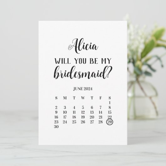 Minimalist Be My Bridesmaid Calendar Proposal 招待状 (スタンド正面)