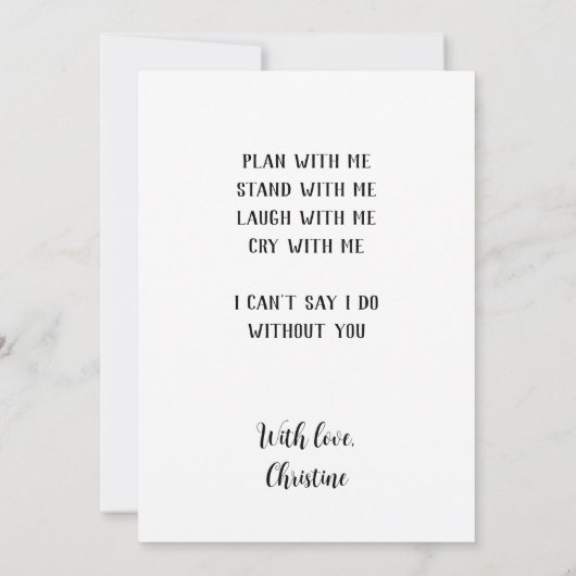 Minimalist Be My Bridesmaid Calendar Proposal 招待状 (裏面)