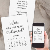 Minimalist Be My Bridesmaid Calendar Proposal 招待状