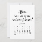 Minimalist Be My Matron of Honor Calendar Proposal 招待状 (正面)