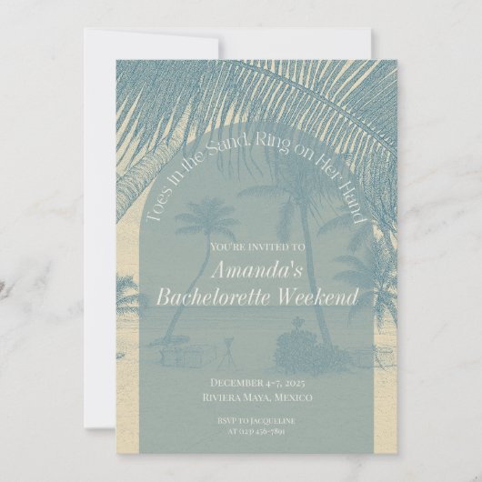 Minimalist Beach Bachelorette Invitation Itinerary 招待状 (正面)