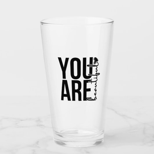 Minimalist “Beautiful” Typography Design – Black a タンブラーグラス (正面)