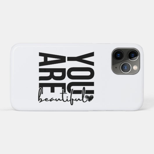Minimalist “Beautiful” Typography Design – Black Case-Mate iPhoneケース (裏面(横))