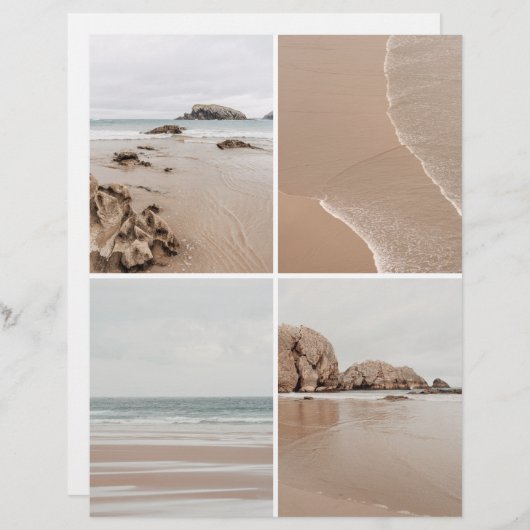 Minimalist Beige Coastal Scrapbook Cutout paper (正面/裏面)