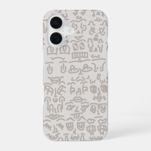 Minimalist Beige Doodle Pattern Case – Abst iPhone 16ケース (裏面)