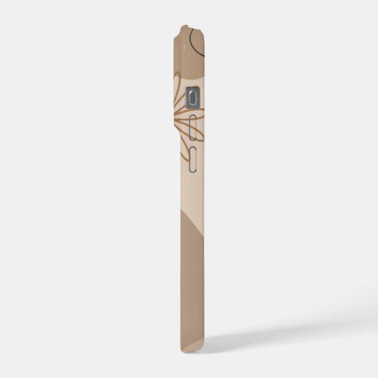 Minimalist Beige Floral Abstract Phone Case  iPhoneケース (左側面)