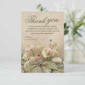 Minimalist Beige Flower Thank You Card サンキューカード (スタンド正面)