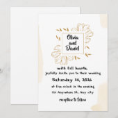 Minimalist Beige Gold Dahlia Wedding Invitation 招待状 (正面/裏面)