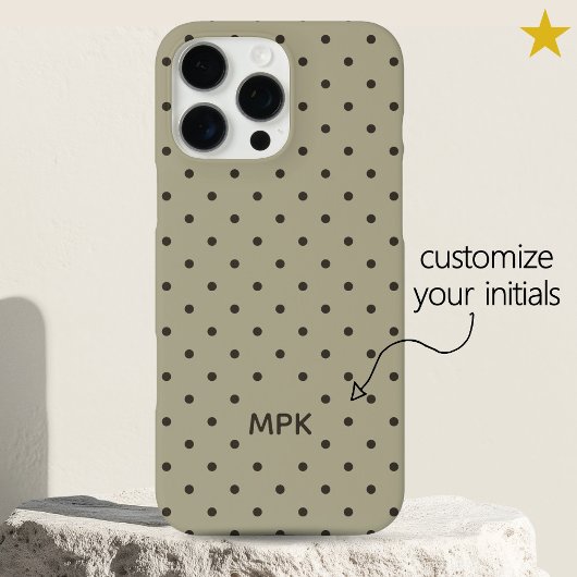 Minimalist Beige Gray Custom Monogram Polka Dot  Case-Mate iPhoneケース
