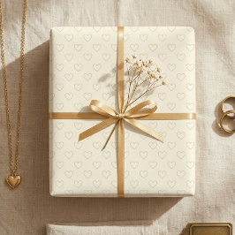 Minimalist Beige Heart Gift ラッピングペーパー