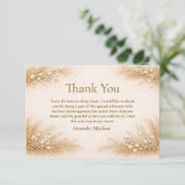 Minimalist Beige Pampas Graduation Party サンキューカード (スタンド正面)