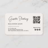 Minimalist Beige Real Estate Agent QR Code 名刺 (裏面)