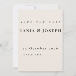 Minimalist Beige Save The Date Card