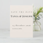 Minimalist Beige Save The Date Card (スタンド正面)