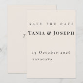 Minimalist Beige Save The Date Card (正面/裏面)