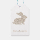 Minimalist Beige Typography Rabbit Easter  ギフトタグ (正面)