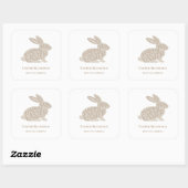 Minimalist Beige Typography Rabbit Easter スクエアシール (シート)