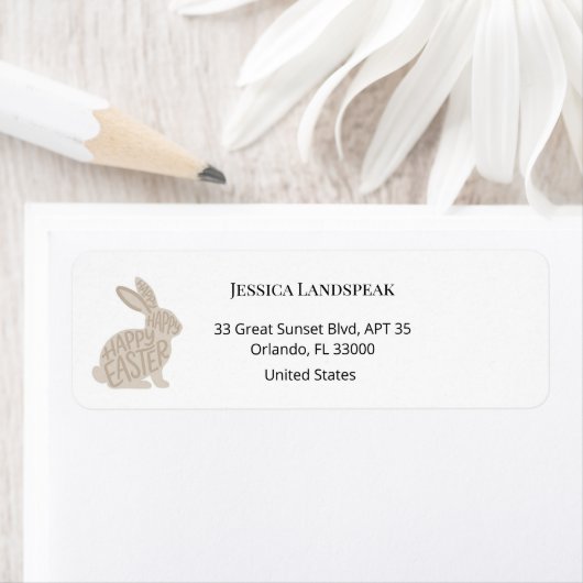 Minimalist Beige Typography Rabbit Easter ラベル (インサイチュ)