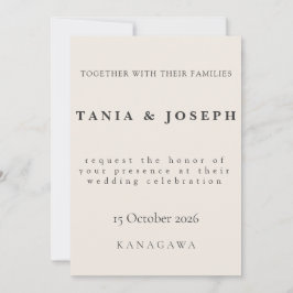 Minimalist Beige Weddding Invitation Card