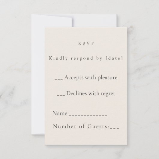 Minimalist Beige Weddding RSVP Card (正面)