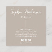 Minimalist Beige with Elegant Script & Bow      スクエア名刺 (裏面)