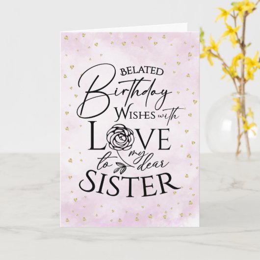 Minimalist Belated Birthday Cards For Sister カード (黄色い花)