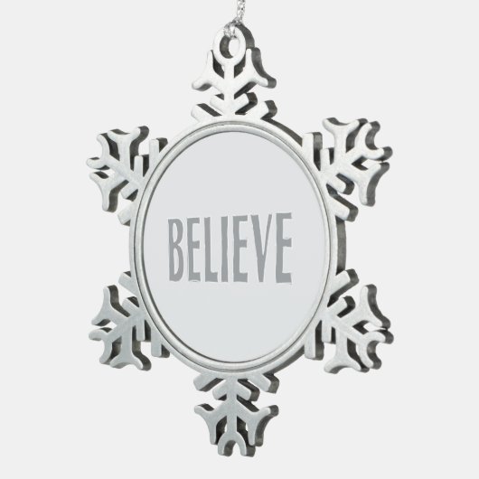 Minimalist Believe スノーフレークピューターオーナメント (右)