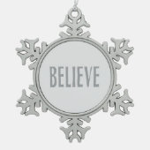 Minimalist Believe スノーフレークピューターオーナメント (正面)