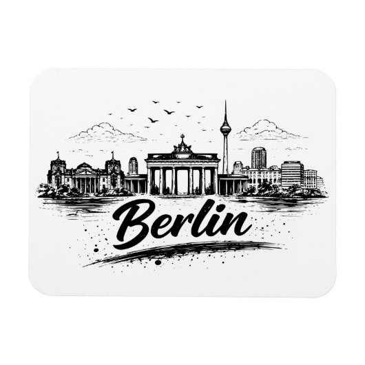 Minimalist Berlin Germany Cityscape Art マグネット (横)