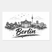 Minimalist Berlin Germany Cityscape Art 長方形シール (正面)