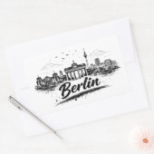 Minimalist Berlin Germany Cityscape Art 長方形シール (封筒)