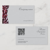 Minimalist berry photo QR grey Business Card 名刺 (正面/裏面)
