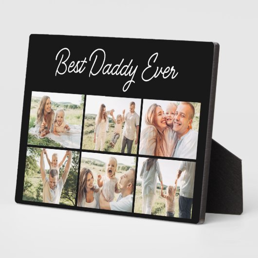 Minimalist Best Daddy Ever Custom 6 Photo Collage フォトプラーク (側面)